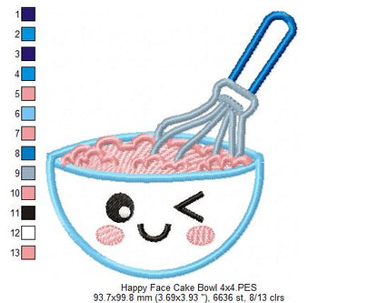 Happy Face Cake Bowl - Applique Embroidery