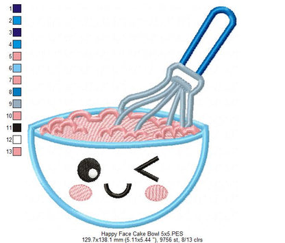 Happy Face Cake Bowl - Applique Embroidery