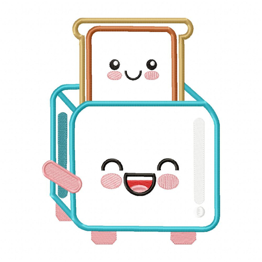 Happy Face Toaster - Applique - Machine Embroidery Design – DooBeeDoo ...