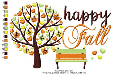 Happy Fall - Fill Stitch