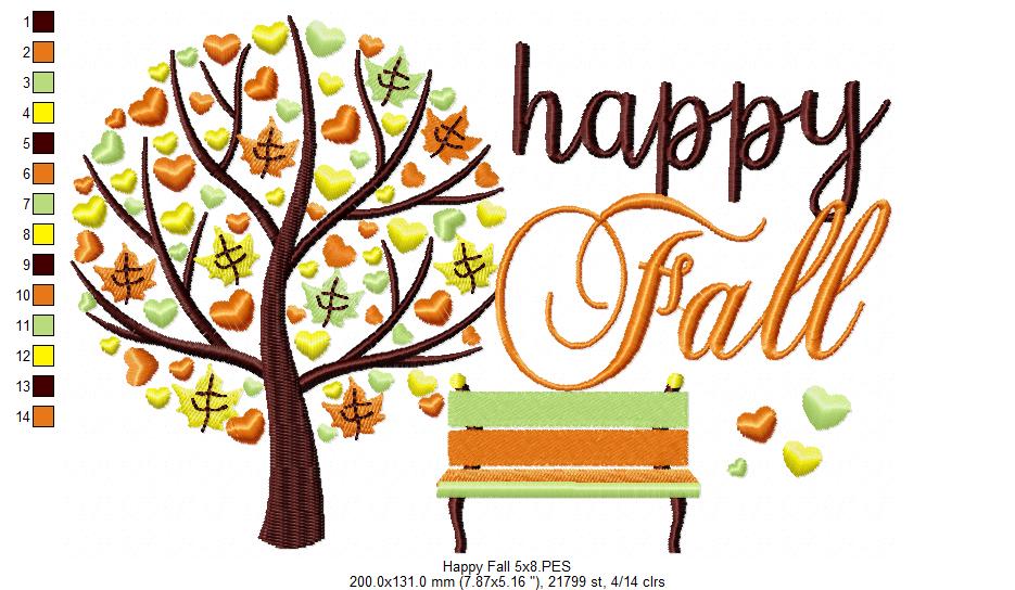 Happy Fall - Fill Stitch