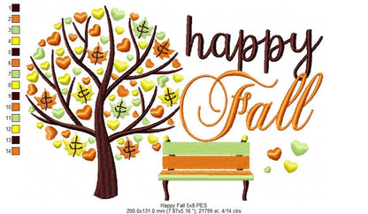 Happy Fall - Fill Stitch