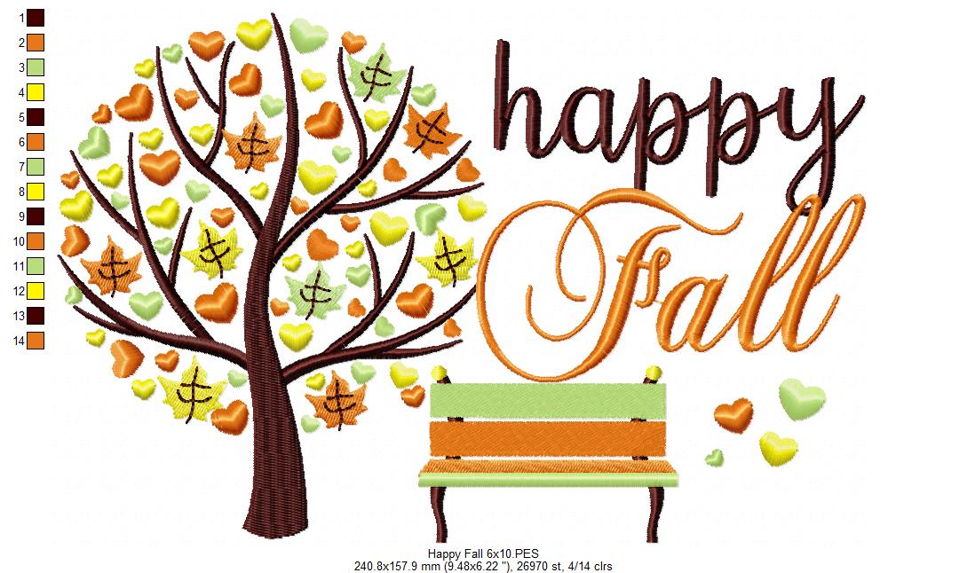 Happy Fall - Fill Stitch