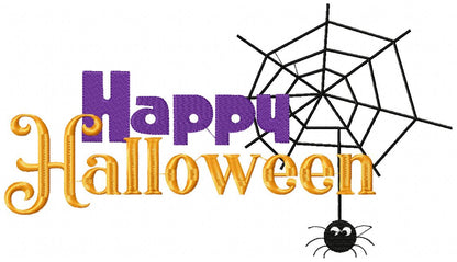 Happy Halloween Spider Web - Fill Stitch