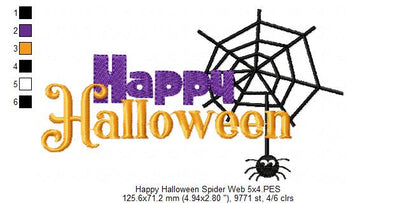 Happy Halloween Spider Web - Fill Stitch