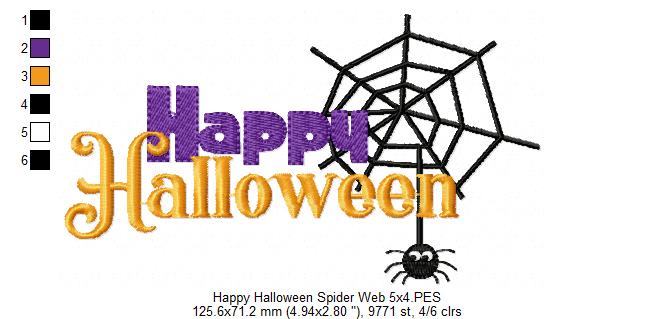 Happy Halloween Spider Web - Fill Stitch