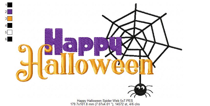 Happy Halloween Spider Web - Fill Stitch