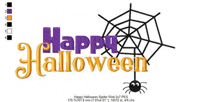 Happy Halloween Spider Web - Fill Stitch