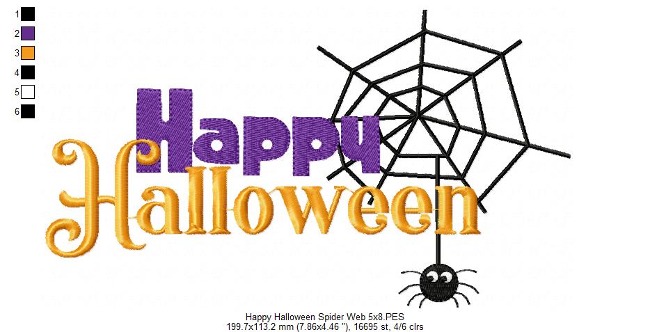 Happy Halloween Spider Web - Fill Stitch