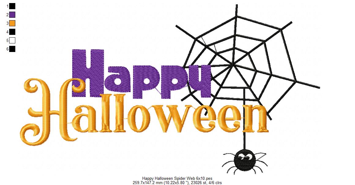 Happy Halloween Spider Web - Fill Stitch