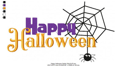 Happy Halloween Spider Web - Fill Stitch