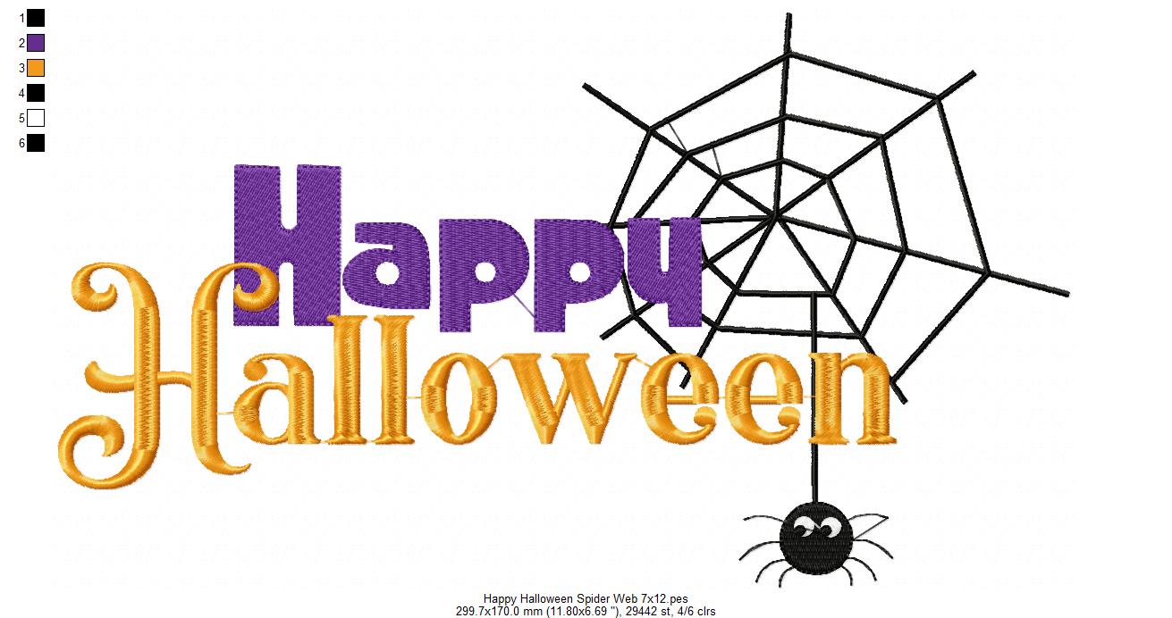 Happy Halloween Spider Web - Fill Stitch