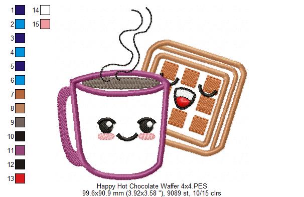 Happy Hot Chocolate and Waffle - Applique