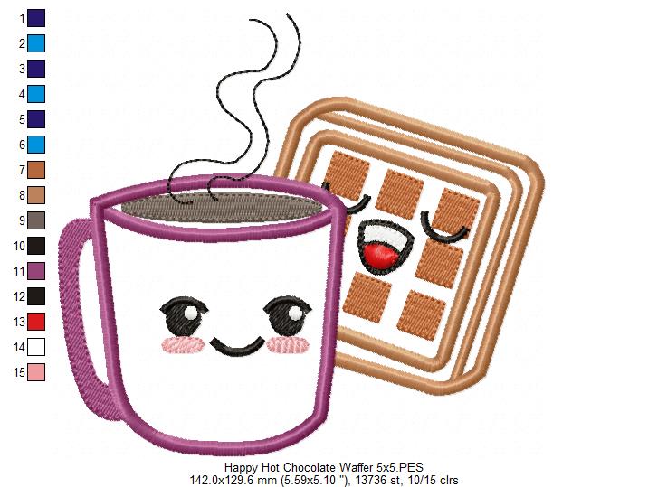 Happy Hot Chocolate and Waffle - Applique