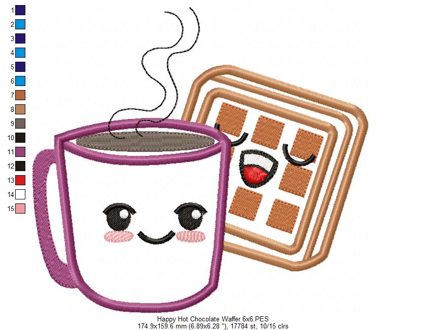 Happy Hot Chocolate and Waffle - Applique