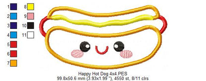 Happy Hot Dog - Applique