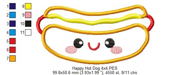 Happy Hot Dog - Applique