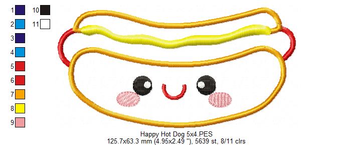 Happy Hot Dog - Applique