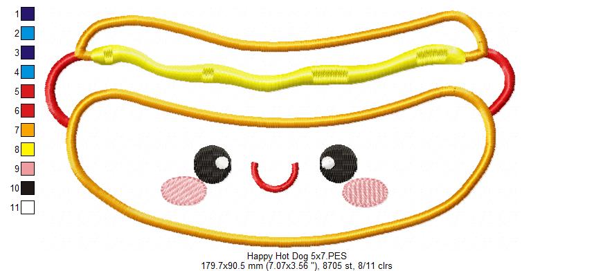 Happy Hot Dog - Applique