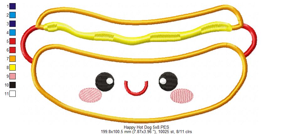 Happy Hot Dog - Applique