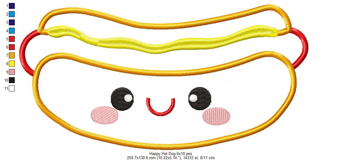 Happy Hot Dog - Applique