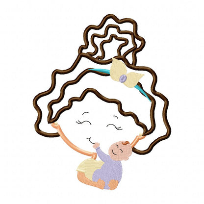 Happy Mom Holding her Son - Applique