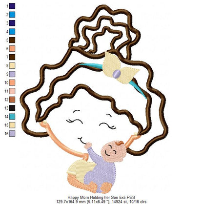 Moms Holding their Children - Applique - Set of 3 designs