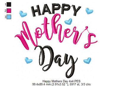 Happy Mother's Day - Fill Stitch