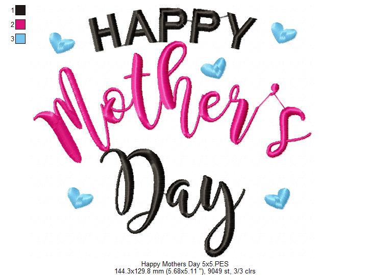 Happy Mother's Day - Fill Stitch