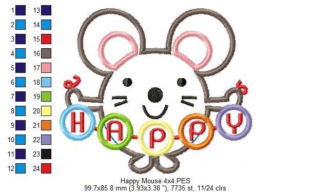 Happy Mouse - Applique