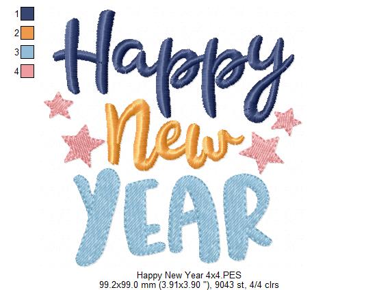 Happy New Year - Fill Stitch