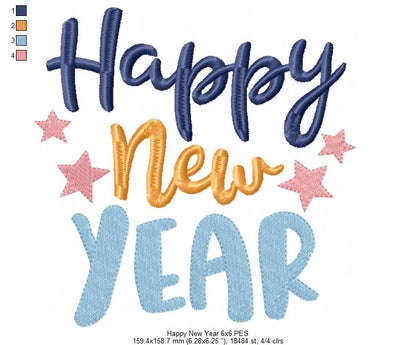Happy New Year - Fill Stitch