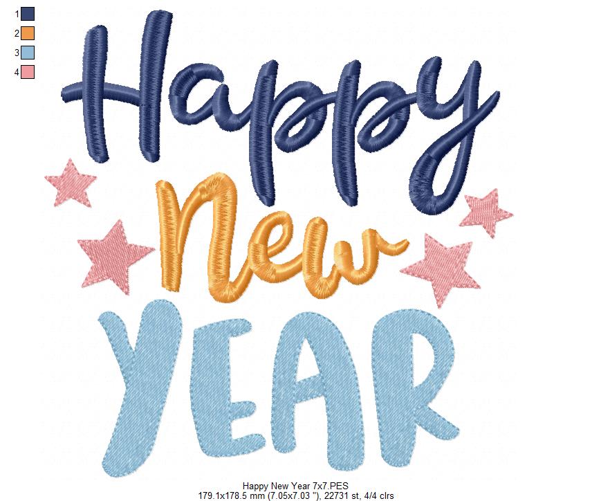 Happy New Year - Fill Stitch