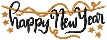 Happy New Year Rope - Fill Stitch - Machine Embroidery Design
