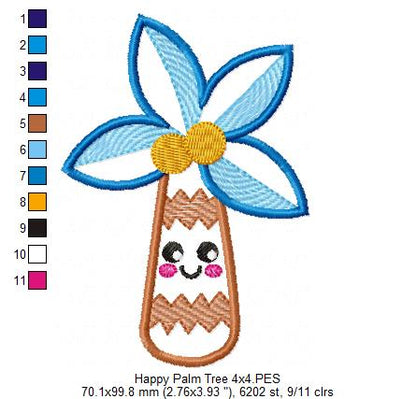 Happy Summer Palm Tree - Applique
