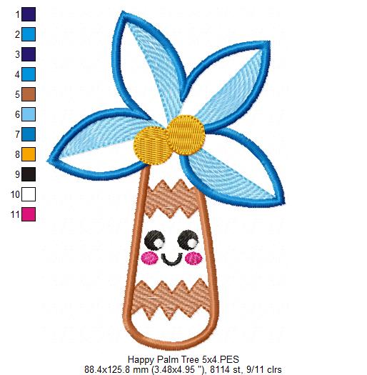 Happy Summer Palm Tree - Applique