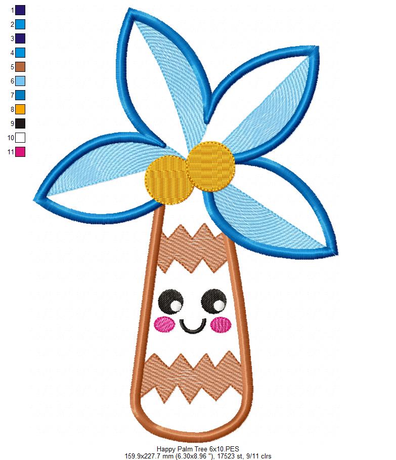 Happy Summer Palm Tree - Applique