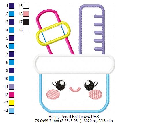 Happy Pencil Holder - Applique