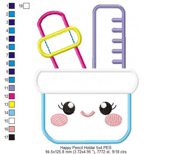 Happy Pencil Holder - Applique
