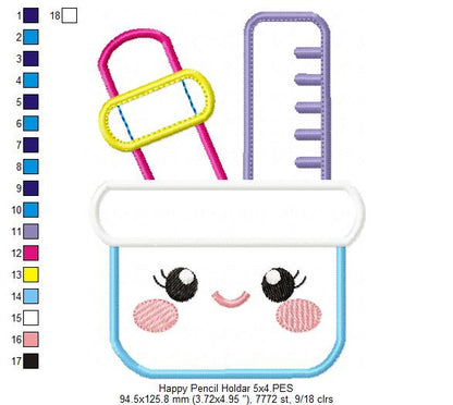Happy Pencil Holder - Applique