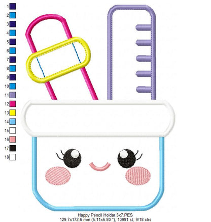 Happy Pencil Holder - Applique