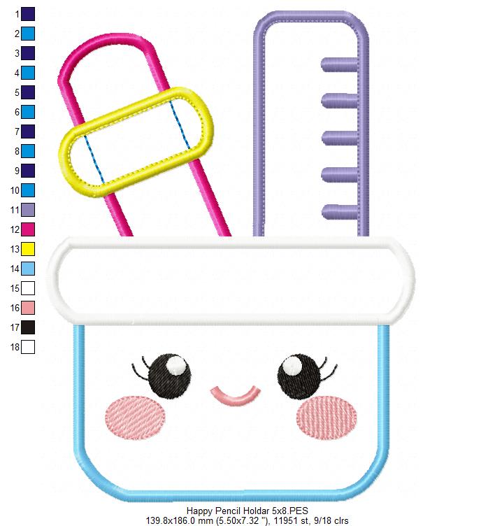 Happy Pencil Holder - Applique