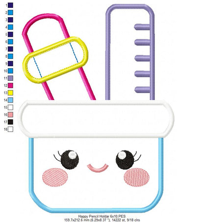 Happy Pencil Holder - Applique