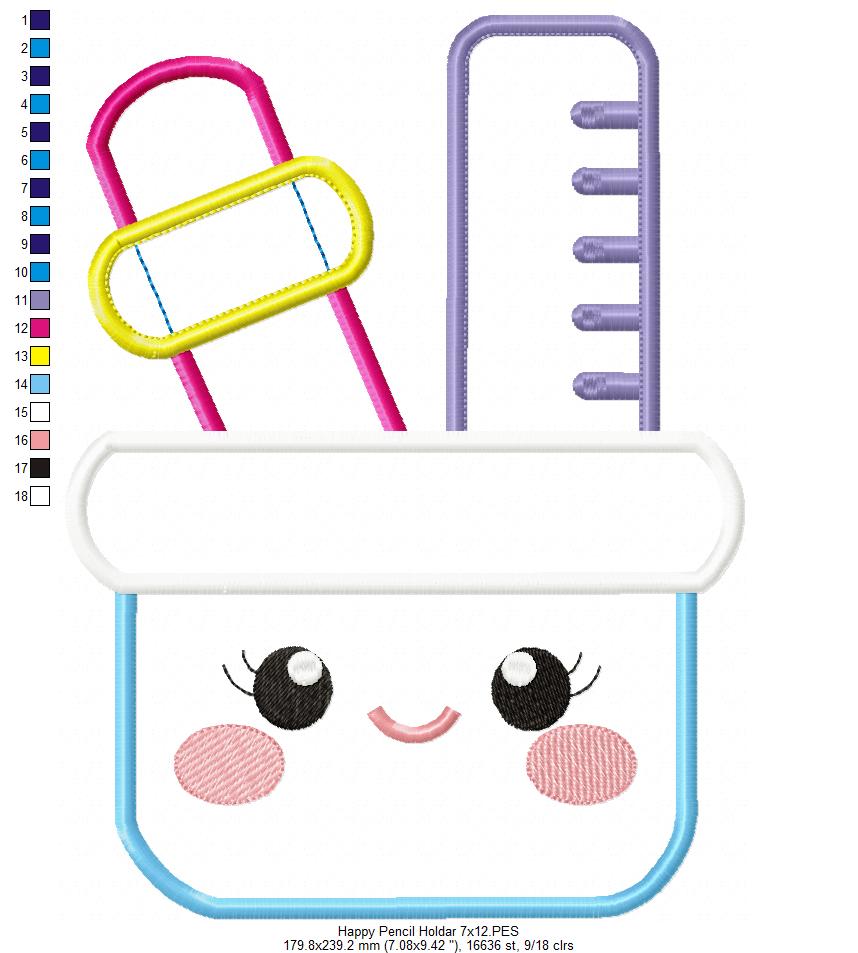 Happy Pencil Holder - Applique