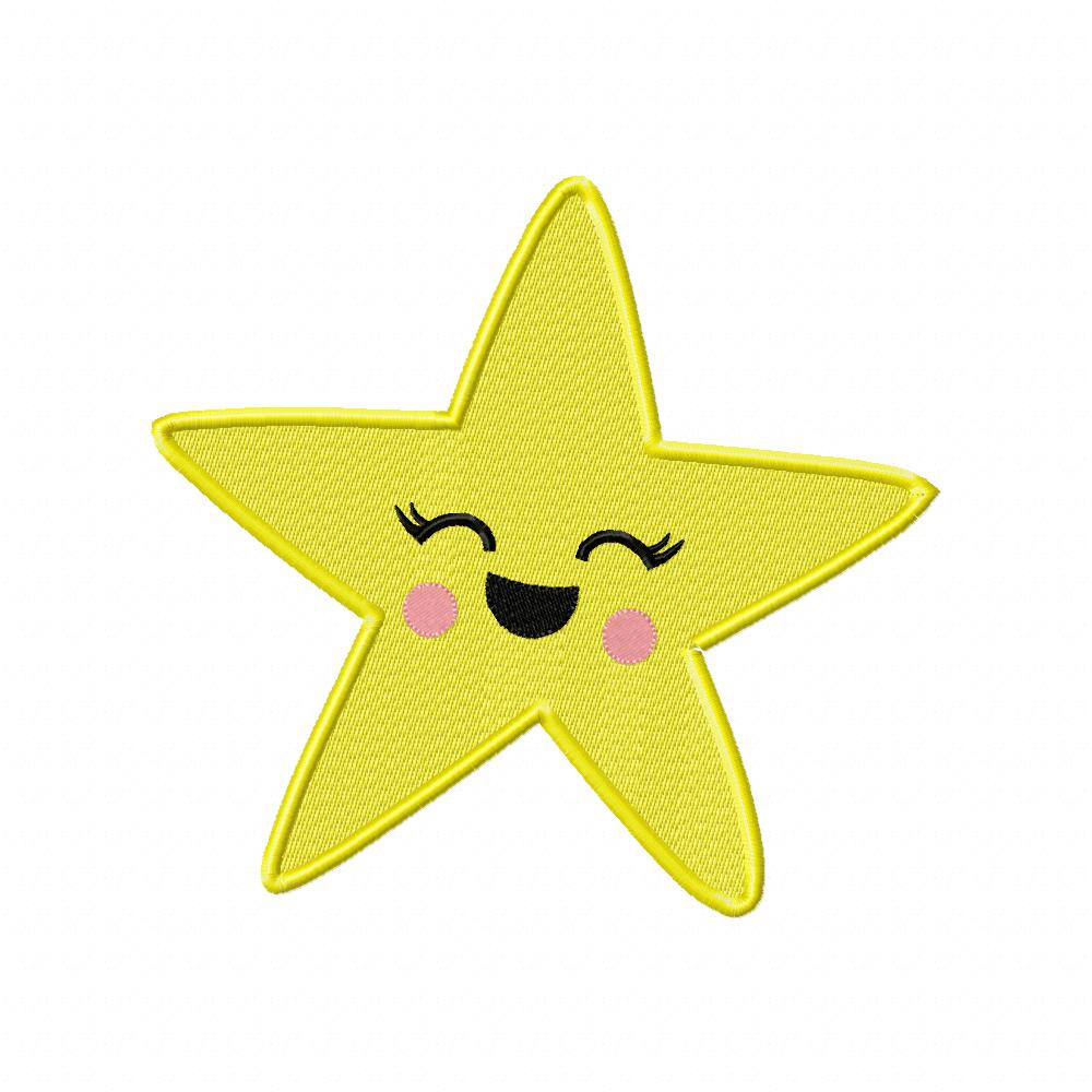 Happy Star – Fill Stitch – Machine Embroidery Design