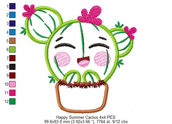 Happy Summer Cactus - Applique