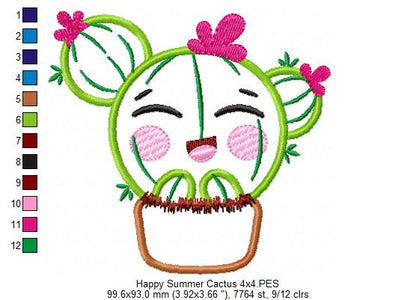 Happy Summer Cactus - Applique