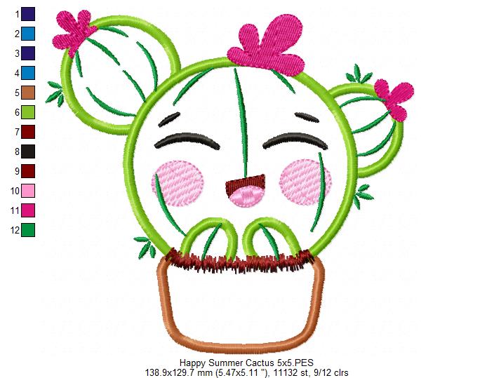 Happy Summer Cactus - Applique