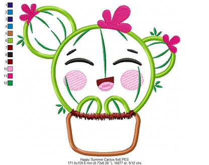 Happy Summer Cactus - Applique