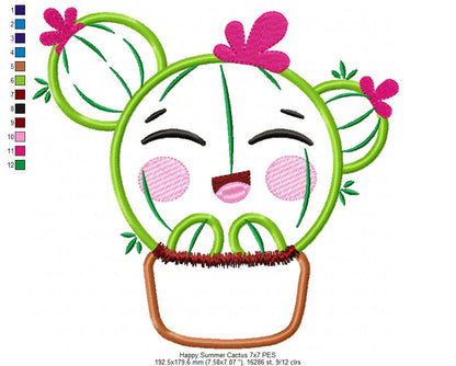 Happy Summer Cactus - Applique